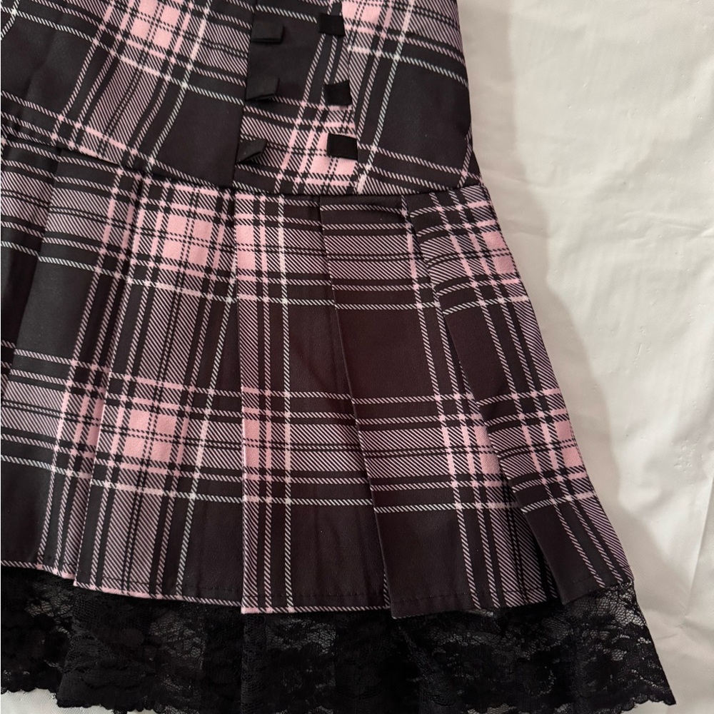Plaid Pink and Black Skirt - Picture 2 of 13